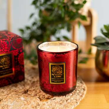 Vela de rosa y geranio